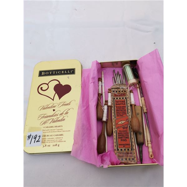 Lot of lace making bobbins and vintage crochet hooks