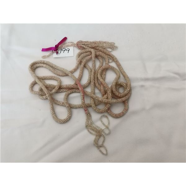 Pink beaded flapper necklace, 100” long, 1920’s