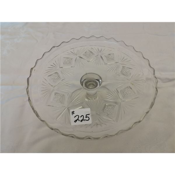 Pressed glass cake stand, Diamond Burst, circa 1900