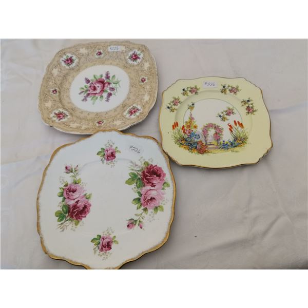 Lot of cake or dainty plates, made in England (3)