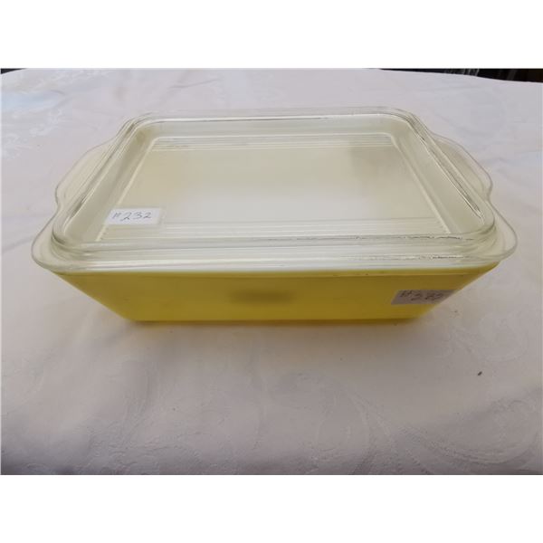 Yellow Pyrex refrigerator dish