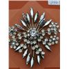 Image 2 : Clear and smoky rhinestone spray broach, 2 ¾” across
