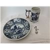 Image 1 : Delft mug, serving plate and souvenir spoon, made in Holland