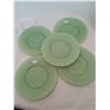 Image 1 : Green Saguenay luncheon plates, 8 “, Dominion Glass, 1940-45 (4 plates)