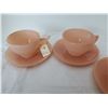 Image 2 : Pink Saguenay cups and saucers, Dominion Glass, 1940-45 (3)