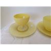 Image 2 : Yellow Saguenay cups and saucers (2), and one yellow sherbet with saucer