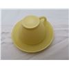 Image 4 : Yellow Saguenay cups and saucers (2), and one yellow sherbet with saucer