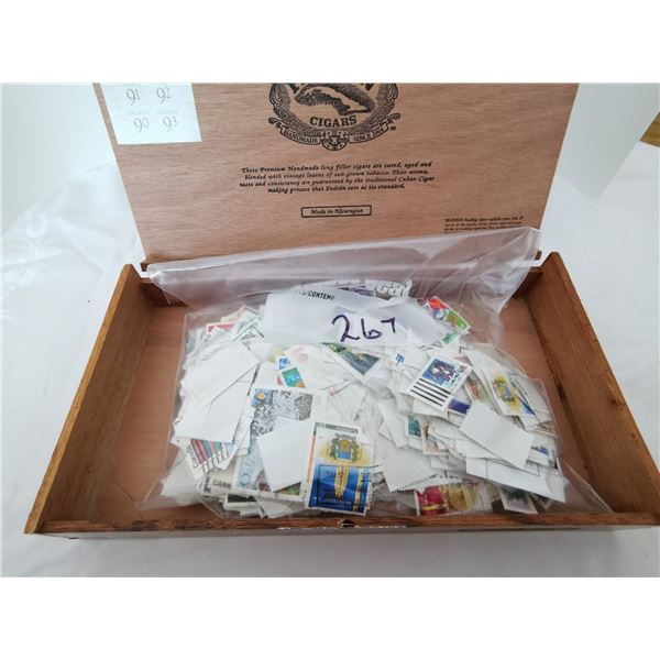 Lot of stamps in a cigar box