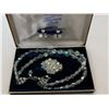 Image 2 : “Favorite Lady” Austrian crystal necklace, broach, clip earring set in box