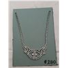 Image 1 : Clear rhinestone scalloped   necklace