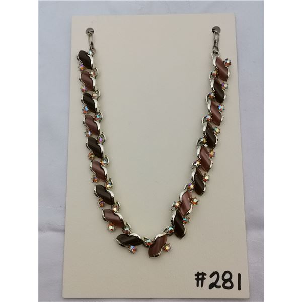 Vintage brown thermoset and rhinestone necklace