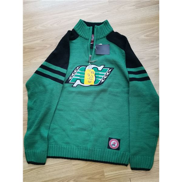 Vintage Saskatchewan Rough Rider sweater, tags attached