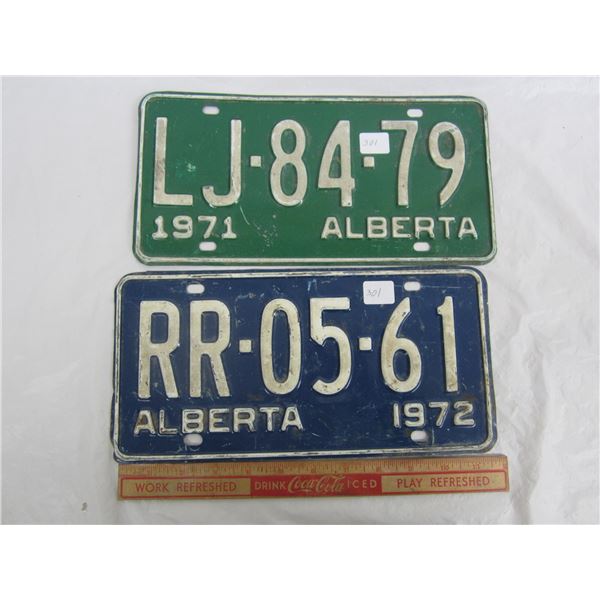 Lot of 2 Alberta License Plates 1971 and 1972 Schmalz Auctions