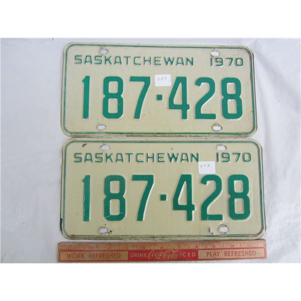 Pair of Saskatchewan License Plates 1970