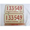 Image 1 : Pair of Saskatchewan License Plates 1971