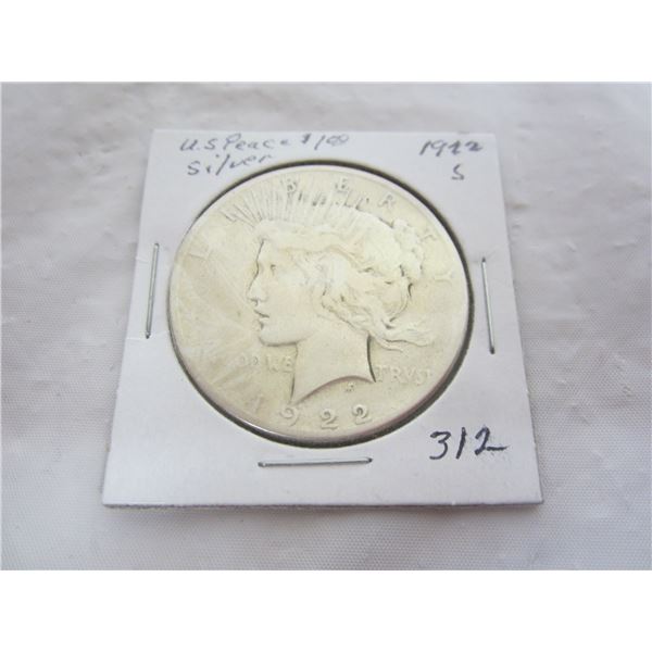 Peace Silver Dollar 1922 S