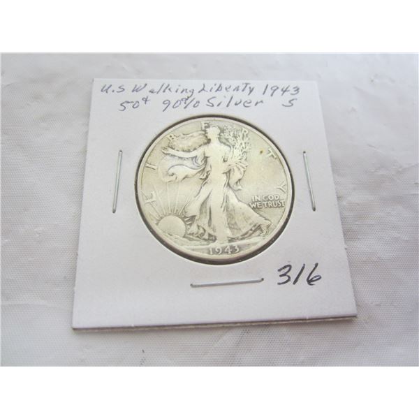 Silver Walking Liberty Fifty Cent Piece 1943 S