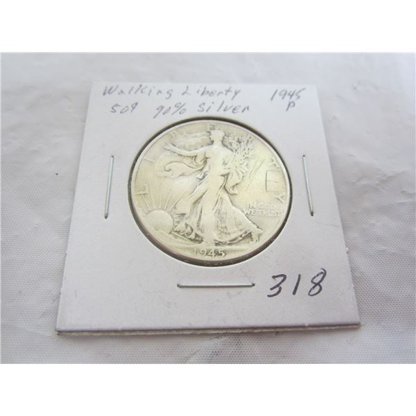 Silver Walking Liberty Fifty Cent Piece 1945 P