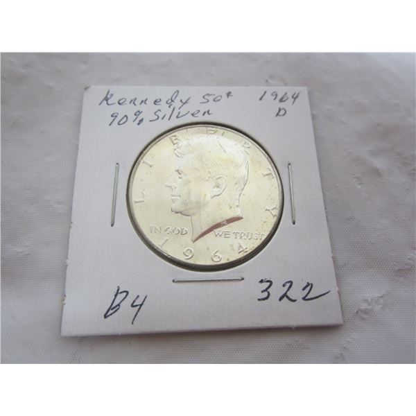 Silver 1964 D Kennedy Fifty Cent Piece