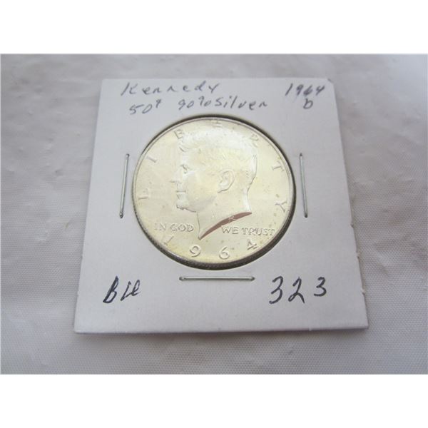 Silver 1964 D Kennedy Fifty Cent Piece