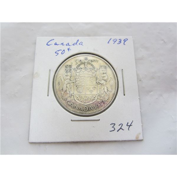 Canadian Silver 1939 Fifty Cent Piece