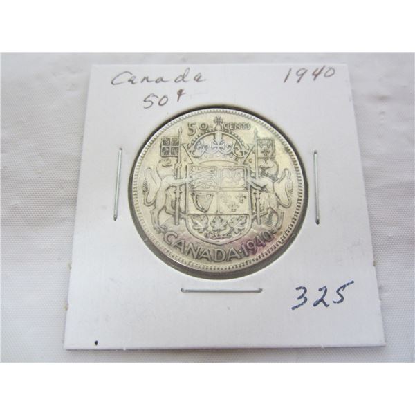 Canadian Siver 1940 Fifty Cent Piece