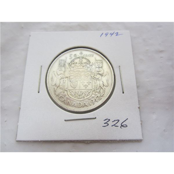 Canadian Silver 1942 Fifty Cent Piece