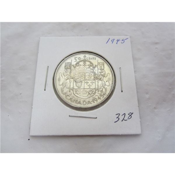 Canadian Silver 1945 Fifty Cent Piece