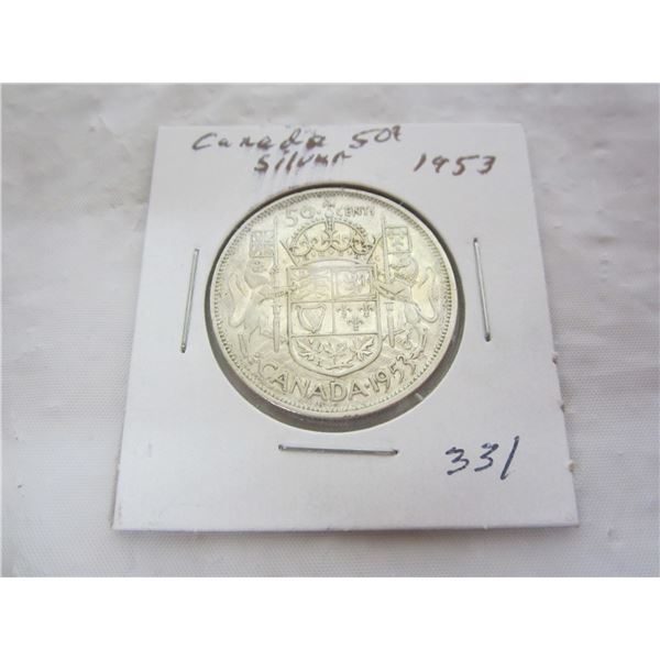 Canadian Silver 1953 Fifty Cent Piece