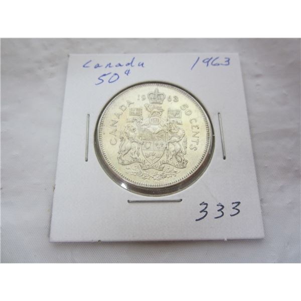 Canadian Silver 1963 Fifty Cent Piece