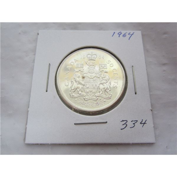 Canadian Silver 1964 Fifty Cent Piece