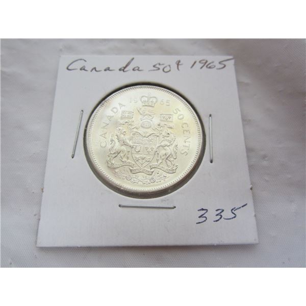 Canadian Silver 1965 Fifty Cent Piece
