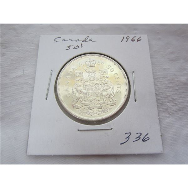 Canadian Silver 1966 Fifty Cent Piece