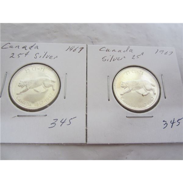 Lot  of 2 Silver 1967 Lynx Quarters