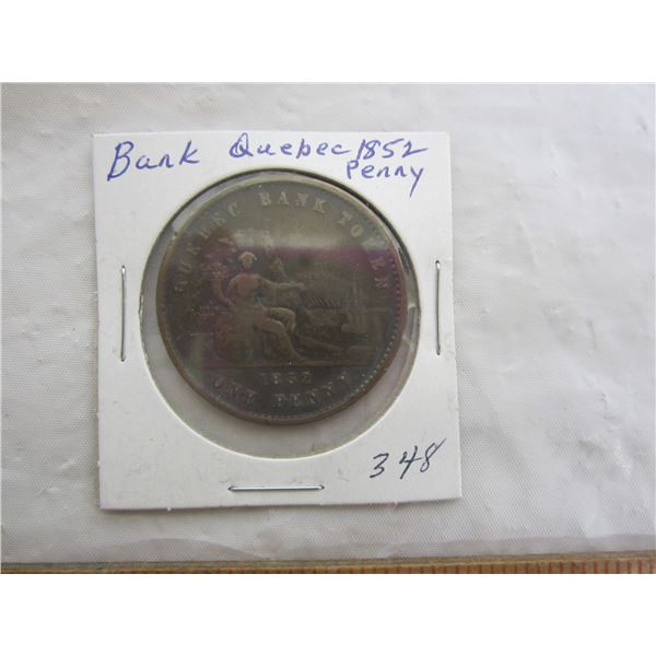 1852 Bank of Quebec Penny