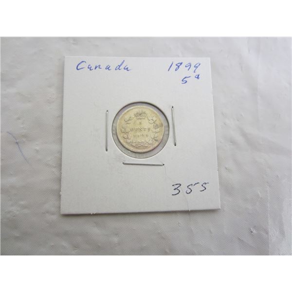 Canadian Silver 1899 Five Cent Piece