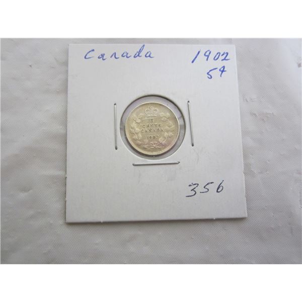 Canadian Silver 1902 Five Cent Piece