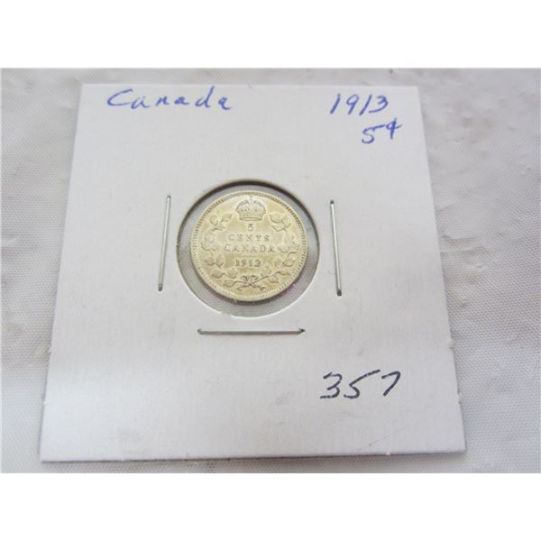 Canadian Silver 1913 Five Cent Piece