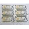 Image 1 : 6 One Dollar Bills 1973
