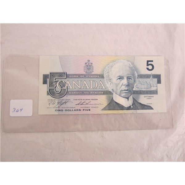 Five Dollar Bill 1986 Crisp