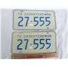Image 1 : Pair of 1972 Saskatchewan license plates
