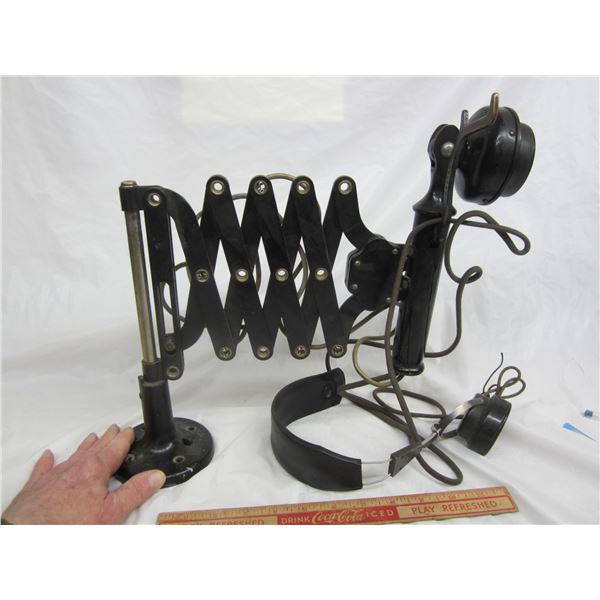 Western Electric Railroad Dispatchers Phone with Scissor Jack and Stand