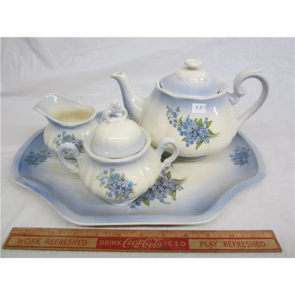 Vintage China Tea Set Teapot , Cream, Sugar, Tray no damage