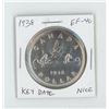 Image 1 : 1938 Silver Dollar. Key Date. Mintage of 90,304. EF-40. Nice.