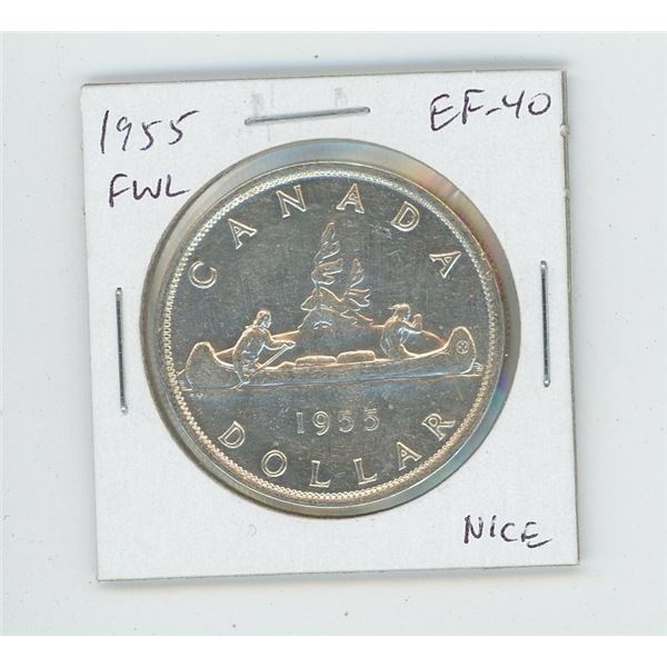 1955 Full Water Line Silver Dollar. EF-40. Nice.
