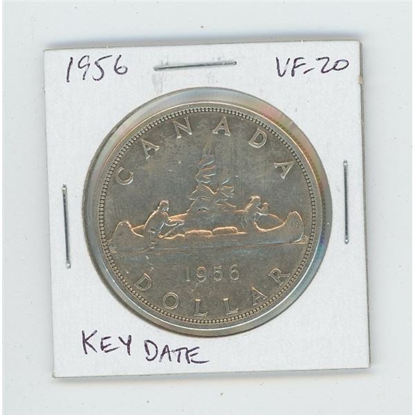 1956 Silver Dollar. Key Date. Mintage of 209,092. VF-20.