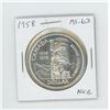 Image 1 : 1958 Silver Dollar. Coin commemorates British Columbia and depicts a totem pole. MS-63. Nice.