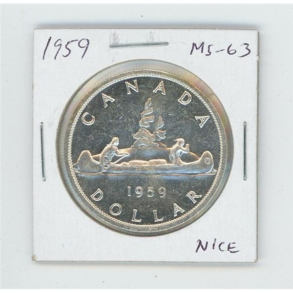 1959 Silver Dollar. MS-63. Nice.