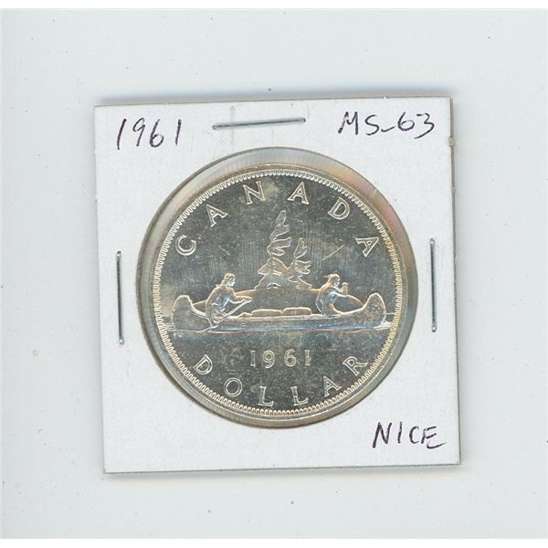 1961 Silver Dollar. MS-63. Nice.