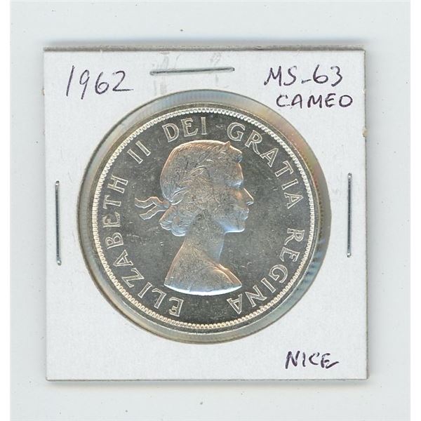 1962 Silver Dollar. MS-63 with Cameo. Nice.